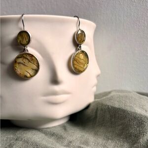Green Marbled Drop Earrings - Women Jewelry